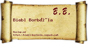 Biebl Borbála névjegykártya